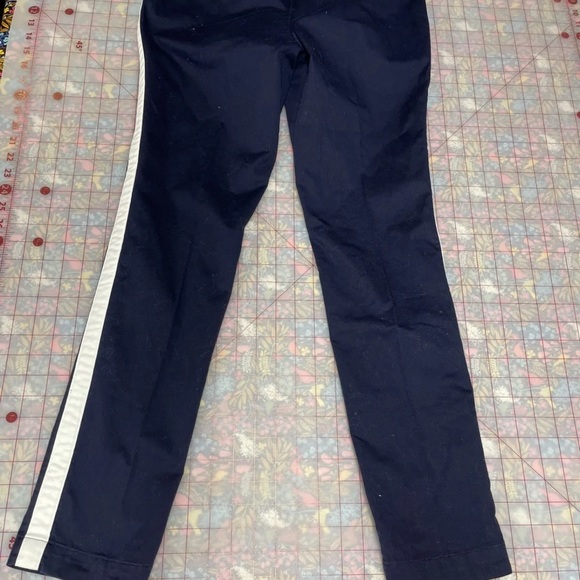 LRL Ralph Lauren Active Pant Ski Inspired Tuxedo Side Stripe Navy Flat Front - Picture 3 of 8